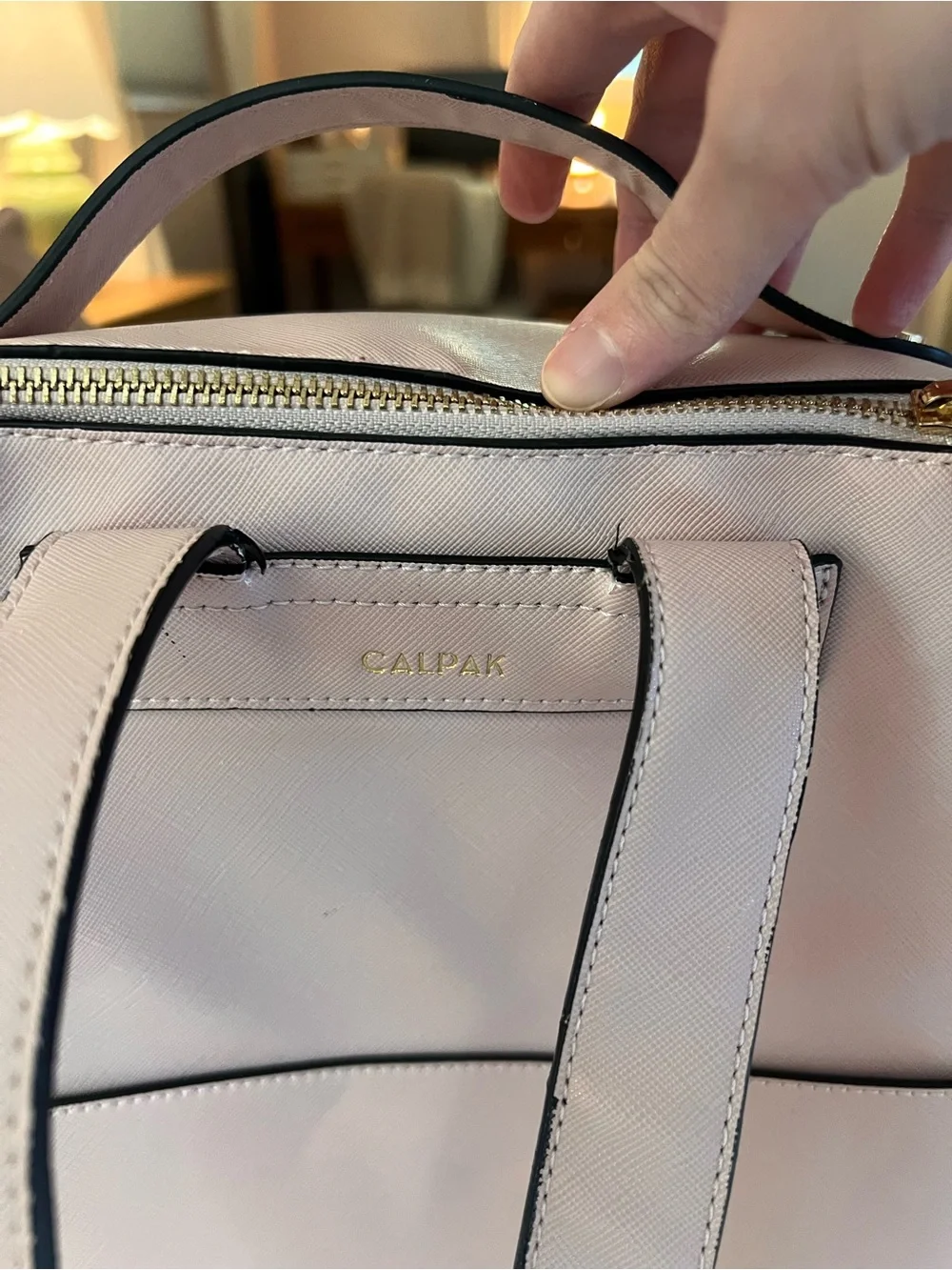 Calpak Pale Pink Structured Backpack with Braided Trim